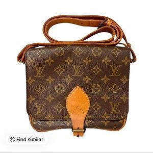 Authentic Louis Vuitton MM Canvas Cartouchier Monogram Crossbody